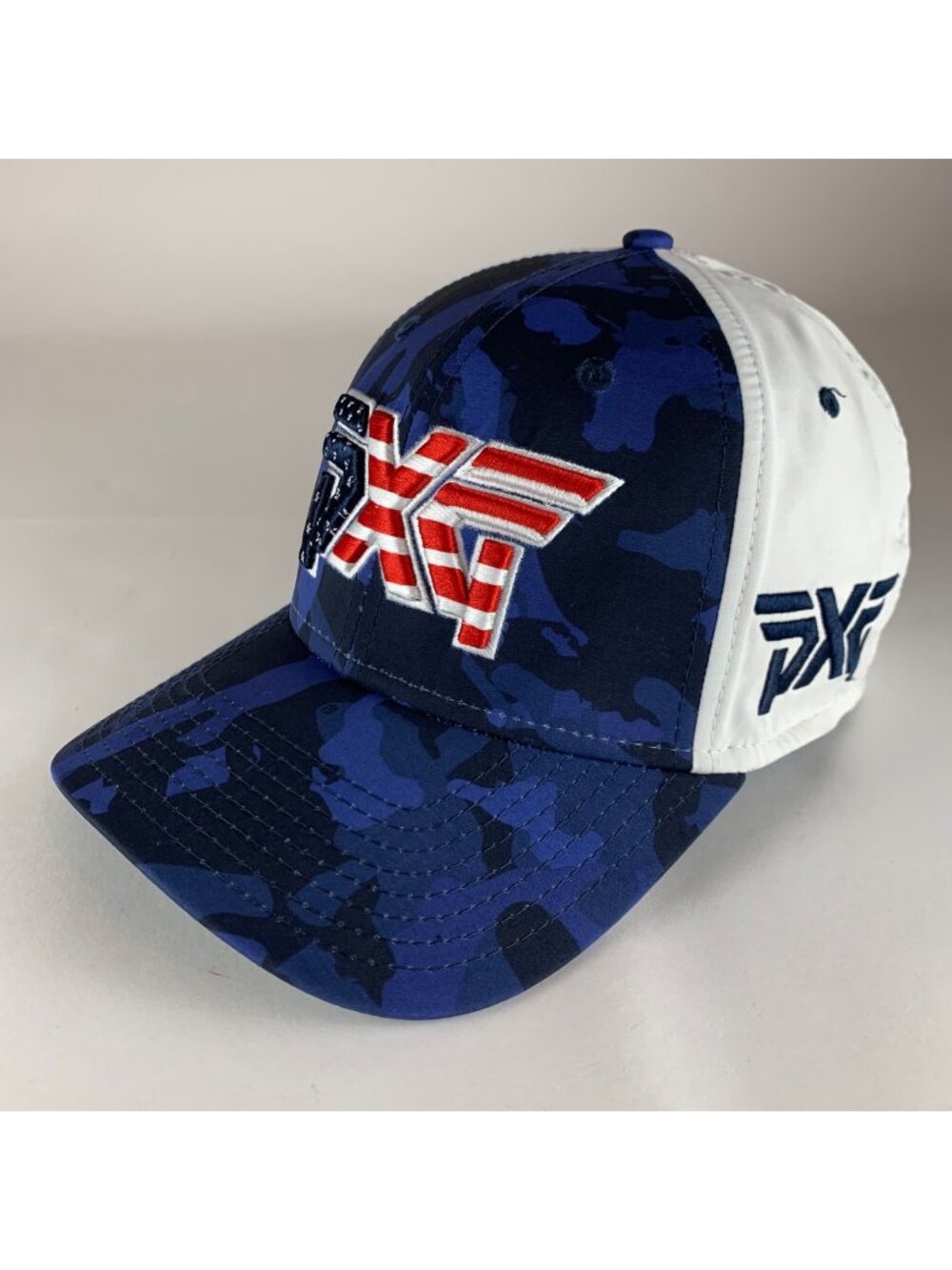 Parsons Extreme Golf PXG Blue Camo White New Era 39Thirty Fitted Hat L/XL